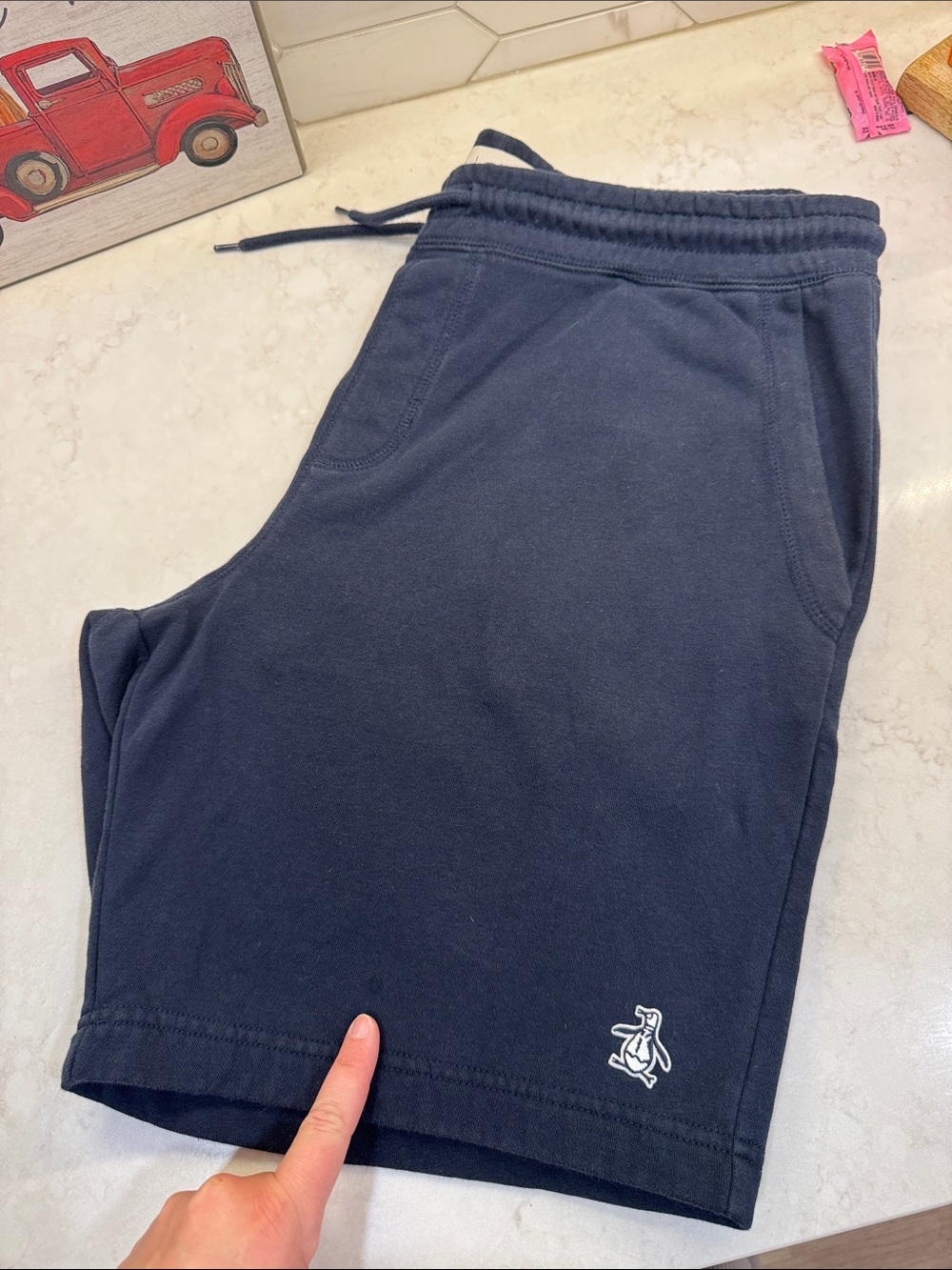 Men's Navy Sweatshorts with Penguin Logo